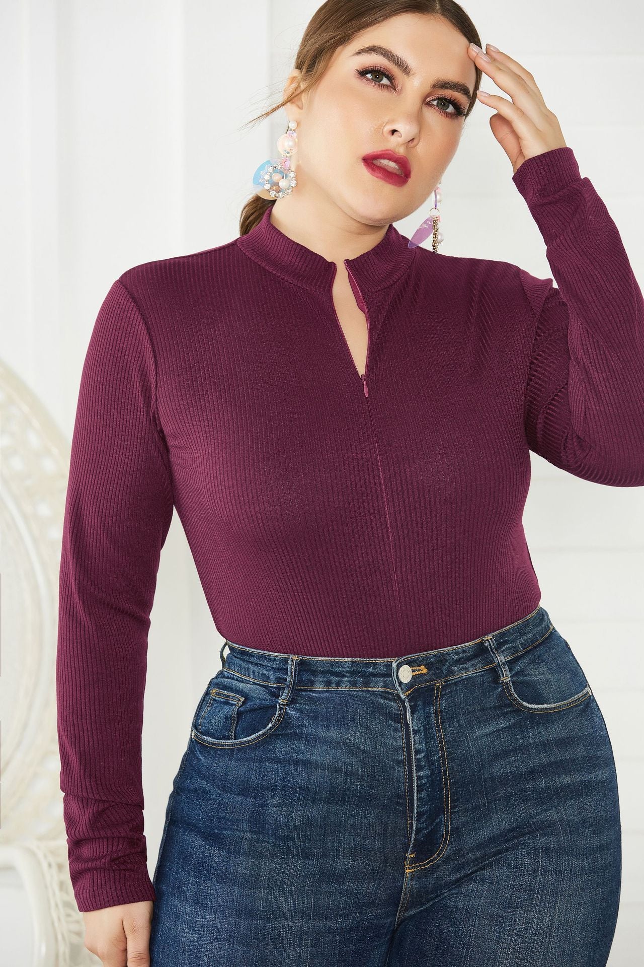 Plus Size Wholesale Knit Sweater Bodysuit