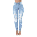 New Women Spring And Autumn Ripped Skinny Stretch Jeans