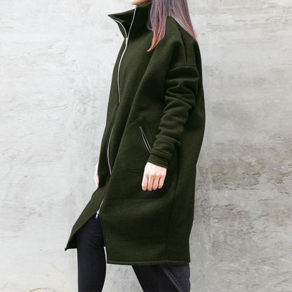 Solid Color Hooded Pocket Zipper Wholesale Womens Coats