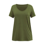 Solid Color Casual V-Neck Rayon Breathable Short-Sleeved Wholesale Women'S T Shirts Soft Pullover Top
