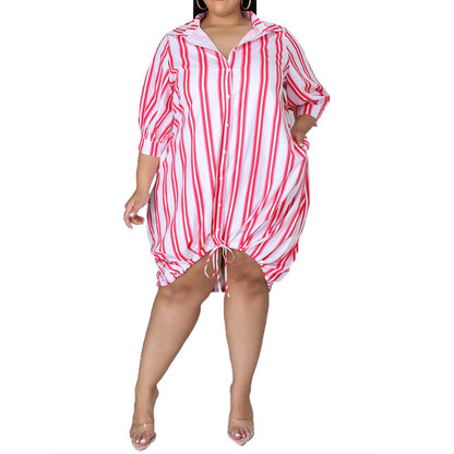 Striped Print Plus Size Dress Women Wholesale