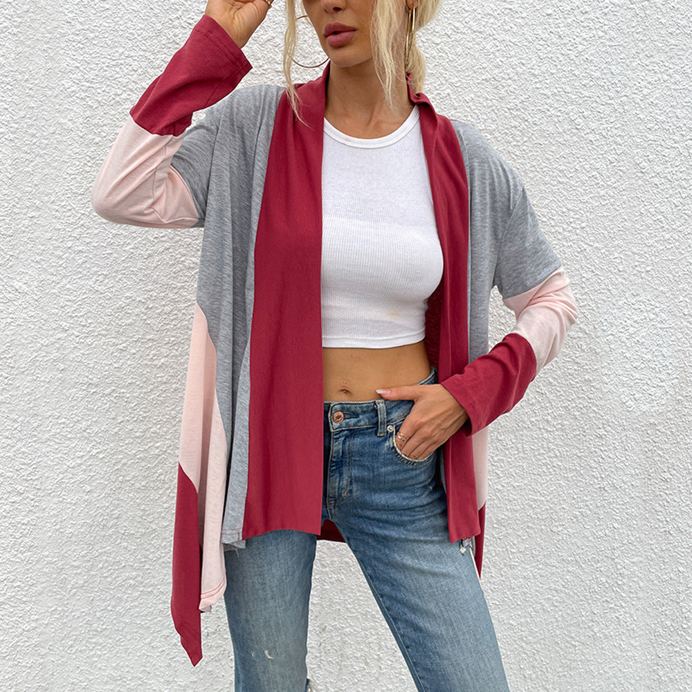 Irregular Color Blocking Women Wholesale Cardigans