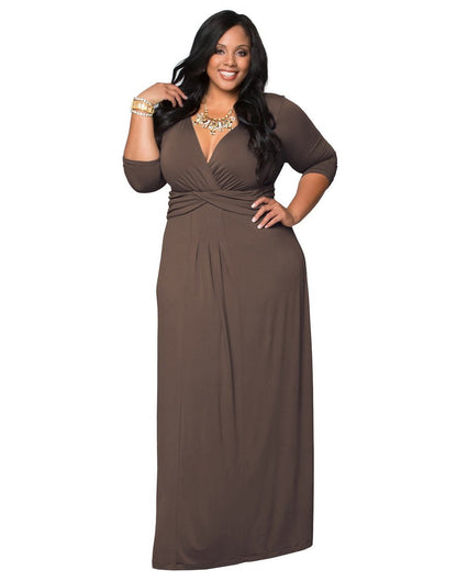 Solid Color Deep V Wholesale Plus Size Clothing Curve Dresses Elegant Evening Dresses SD203068