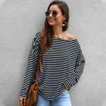 Long Sleeve Shirt Wholesale Women Clothing Striped Loose Casual Tops