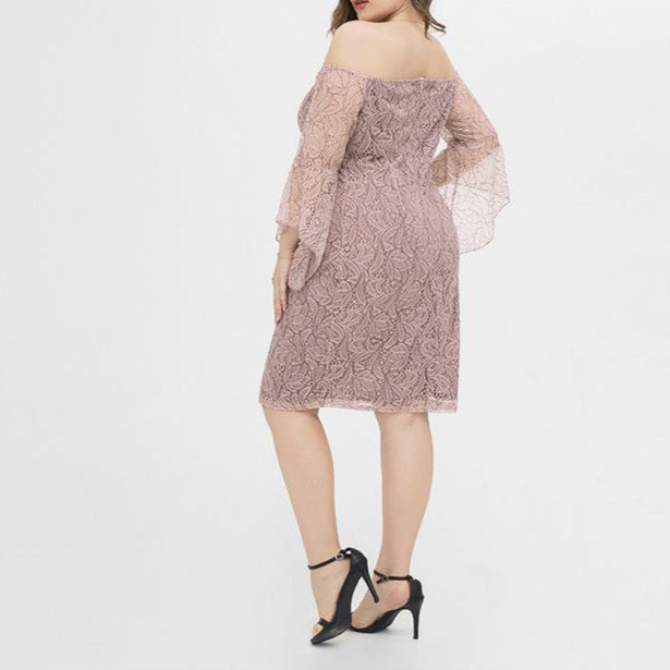 Plus Size Lace Off Shoulder Floral Dress For Women