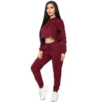 Sweatshirt Solid Color Revealing Umbilical Two-Piece Set Wholesale Women Clothing