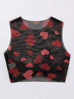 Wholesale Women's Holiday Wear Sleeveless Printed Heart Wholesale Crop Tank Tops For Valentine'S Day