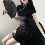 Slim High Waist Cheongsam Gothic Clothing Wholesale Womens Dresses Retro