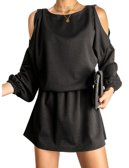 Women Wholesale Long Sleeve Off-Shoulder Solid Color Dress