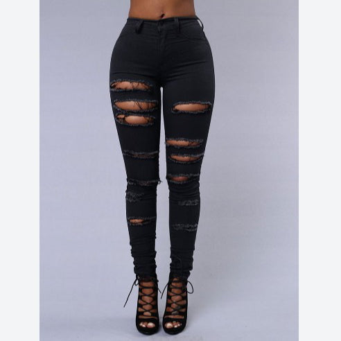 New Women'S Wholesale Spring Sexy Ripped Skinny Jeans SP090335