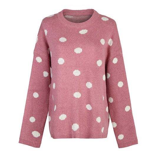 Wholesale Polka Dots Pink Sweater For Women