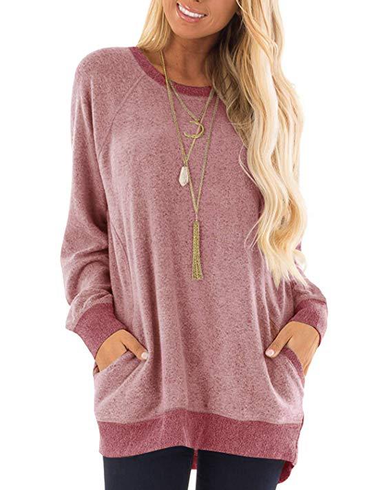 Round Collar Solid Color Long Sleeve Sweatshirts Hoodies Trendy Wholesale Clothing
