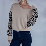 Leopard Wholesale Sweaters V Neck Fashion Wholesale Knit Sweaters