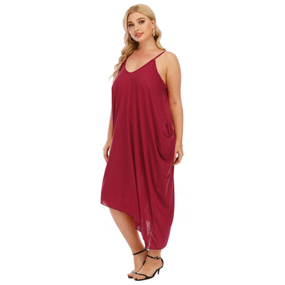 V Neck Casual Wholesale Plus Size Dresses Solid Color