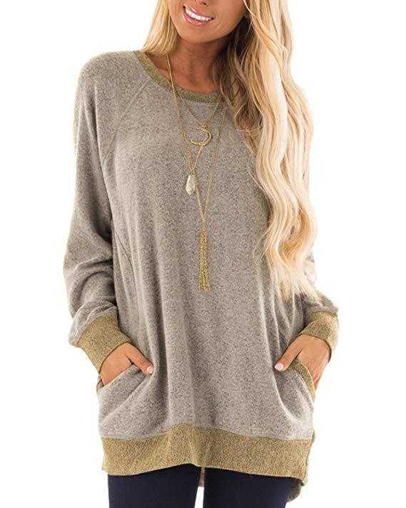 Round Collar Solid Color Long Sleeve Sweatshirts Hoodies Trendy Wholesale Clothing