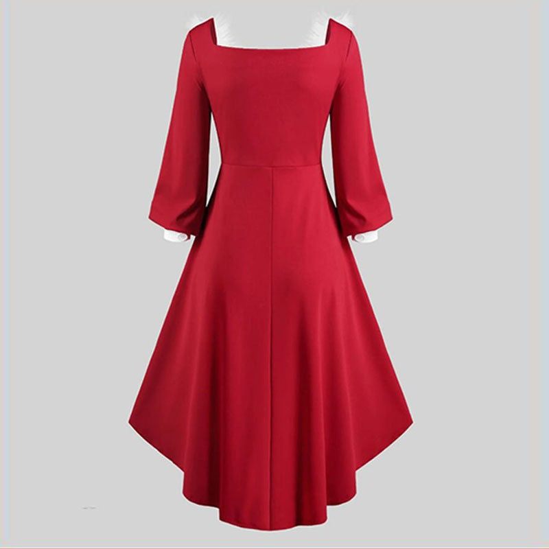 Christmas Red Button Plush Princess Women Wholesale Dress