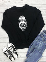 Halloween Skull Glasses Cobwebs Sweatshirt Wholesale Women Clothing