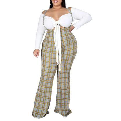 Plus Size Wholesale Crop Top + Gingham Rompers