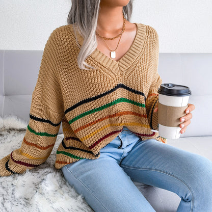 Rainbow Striped Wholesale Women Sweater