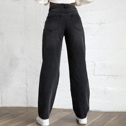 Women'S Jeans Ripped Wholesale Jeans Denim Trousers Fashion Straight Pants SP183177