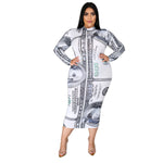 Printed High Collar Casual Dress Women Wholesale