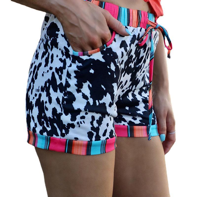 Leopard Strappy Waist Casual Colorful Shorts