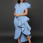 Ruffled Trim Sleeve Wholesale Asymmetrical Midi Dress