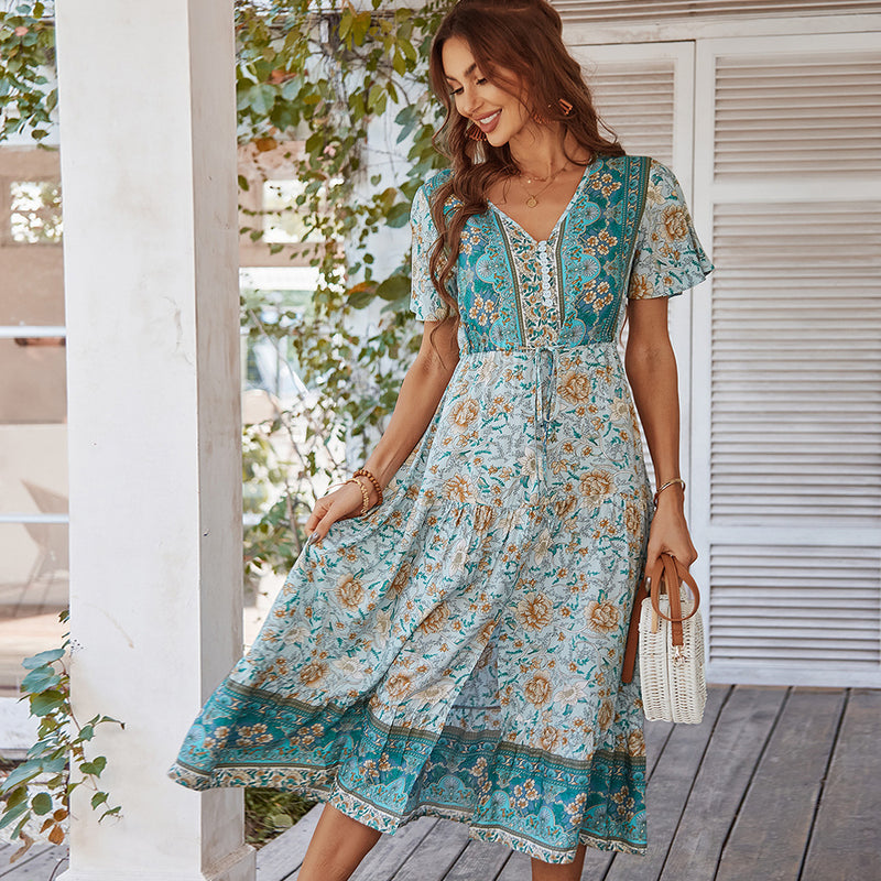 Printed Vacation Dress Wholesale Bohemian Dress For Women Casual