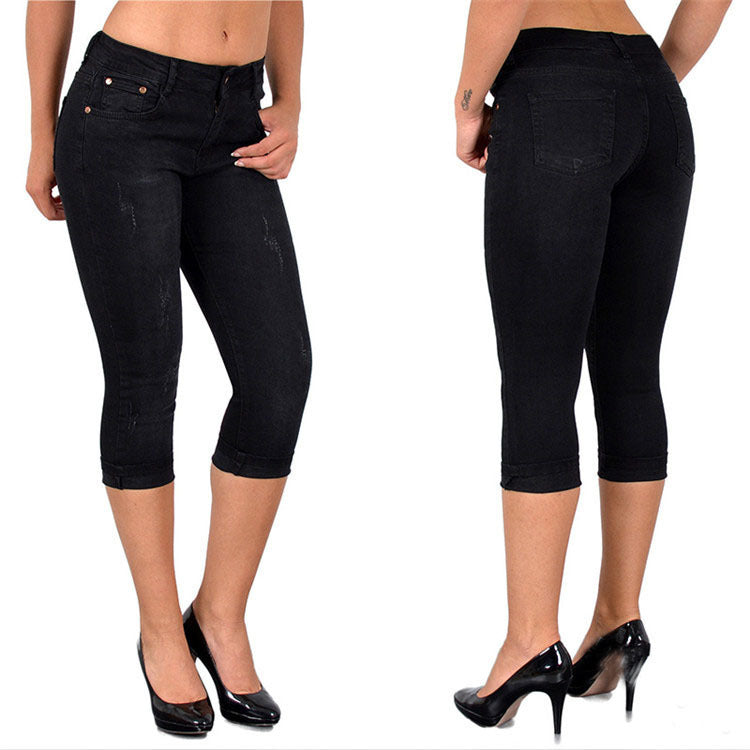 Revers Casual Wholesale Women Capri Jeans