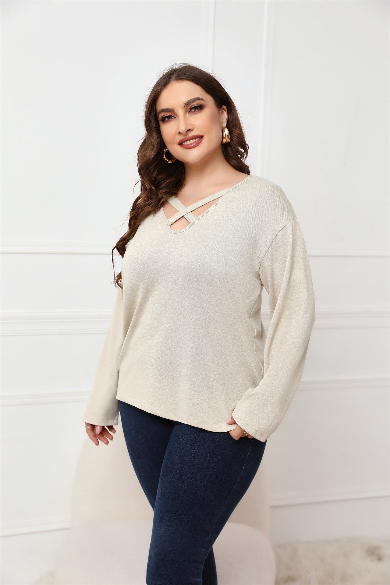 Cross Solid Wholesale Plus Size Clothing No Minimum