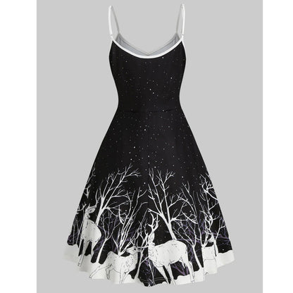 Elk Print Cami Dress For Women