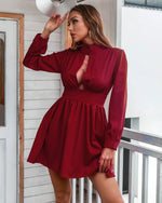 Autumn Women Long-sleeve Sexy Solid Color Dress