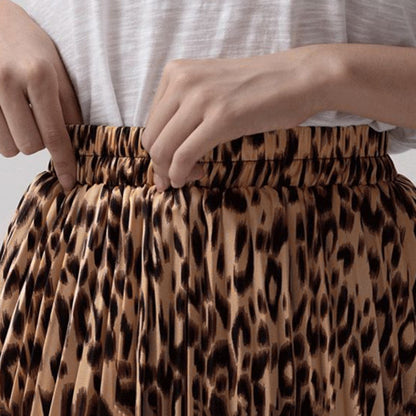 Leopard Print Mid-Length Slim-fit Pleated Wholesale Skirts Women Clothing