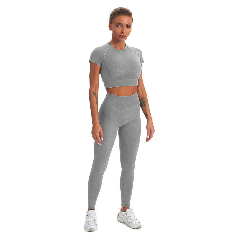 Seamless Sports Yoga Workout Wholesale Activewear Short-Sleeved Trousers Suits