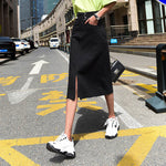 High Waist Thigh Split Denim Mid-Length Thin A-Line Skirt Wholesale Womens Clothing