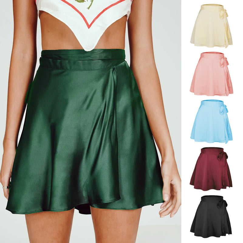 Summer Lace-up Chiffon Satin Wrap Skirt Wholesale Clothing