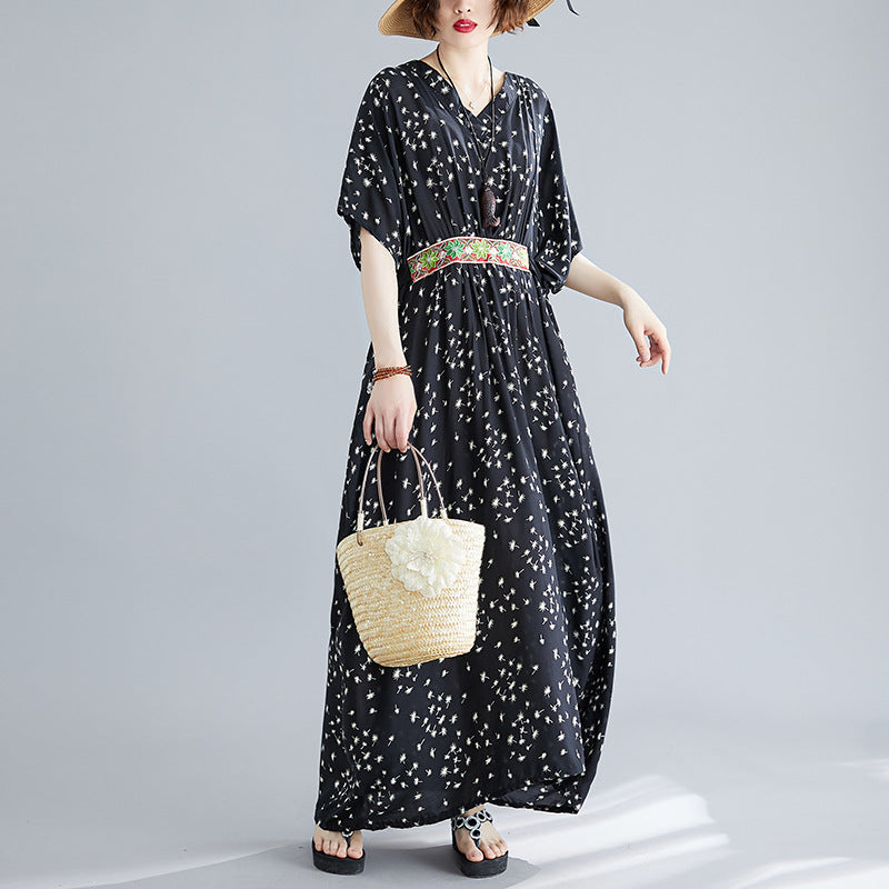Plus Size Bohemian Dandelion Holiday Loose Summer Dress Wholesale Maxi Dresses