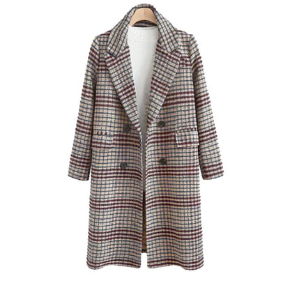 Mid-length Winter Plaid Woolen Coat Wholesale Women's Clothing