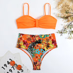 High Waist Floral Print Bikini Sets Split Swimsuit Wholesale Womens Swimwear