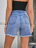 Fashion Ripped Jeans Shorts Solid Color Casual Wholesale Denim Shorts