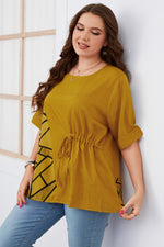 Wholesale Women'S Plus Size Clothing Casual Half Sleeve Round Neck Loose Commuting Blouses