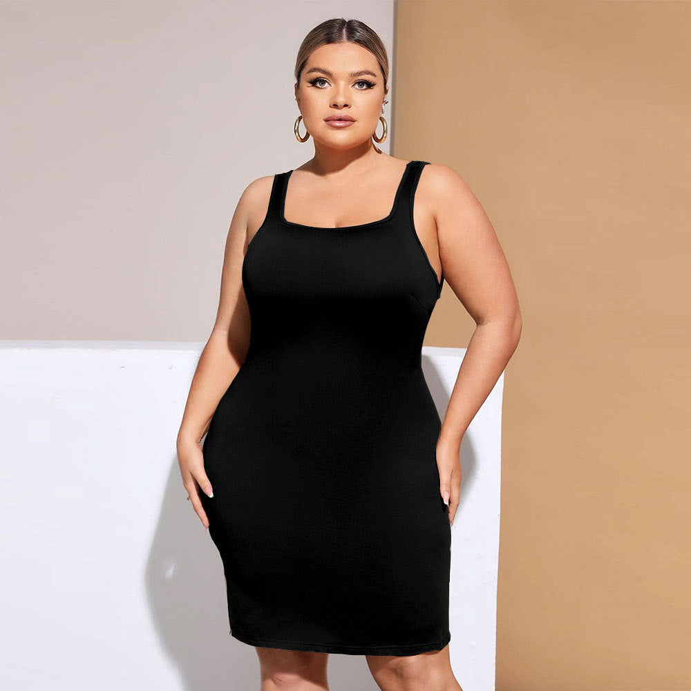 Wholesale Women'S Plus Size Clothing Backless Square Neck Sexy Suspender Dress