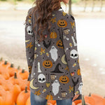 Halloween Print Women Casual Outerwear Tops Wholesale Cardigan