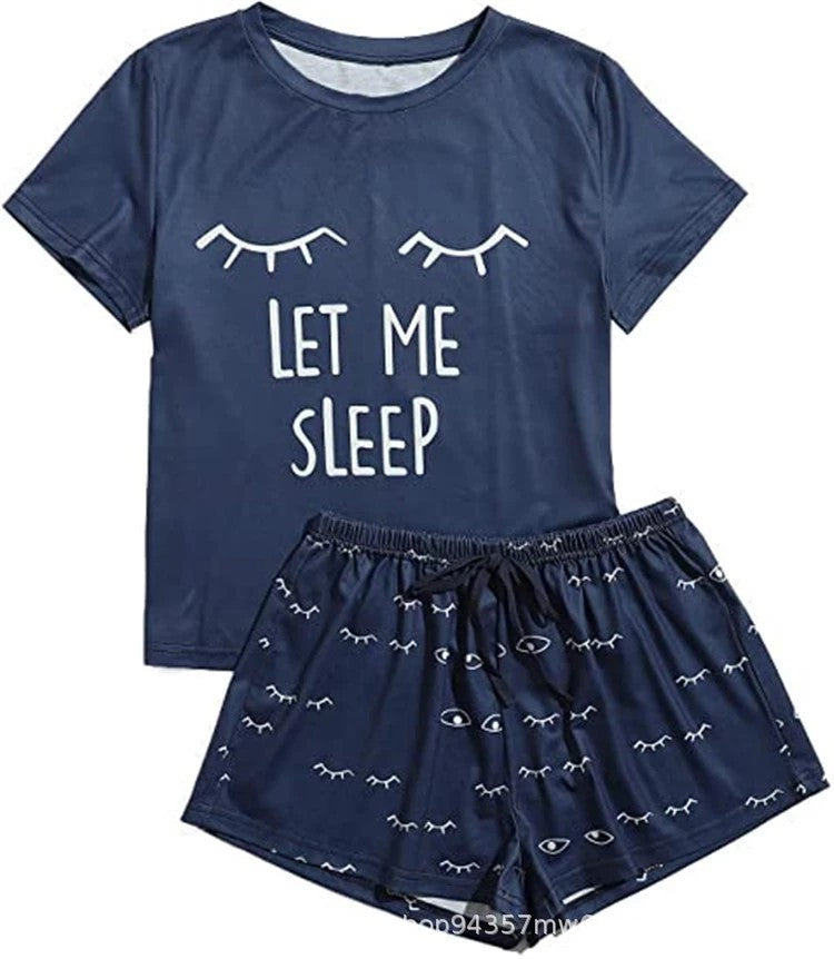 Cat Print Casual Short Sleeve Shorts Pajamas Homewear Set Wholesale Women'S Clothing