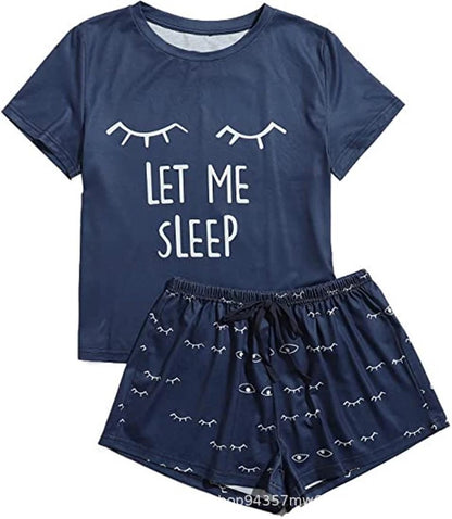 Cat Print Casual Short Sleeve Shorts Pajamas Homewear Set Wholesale Women'S Clothing