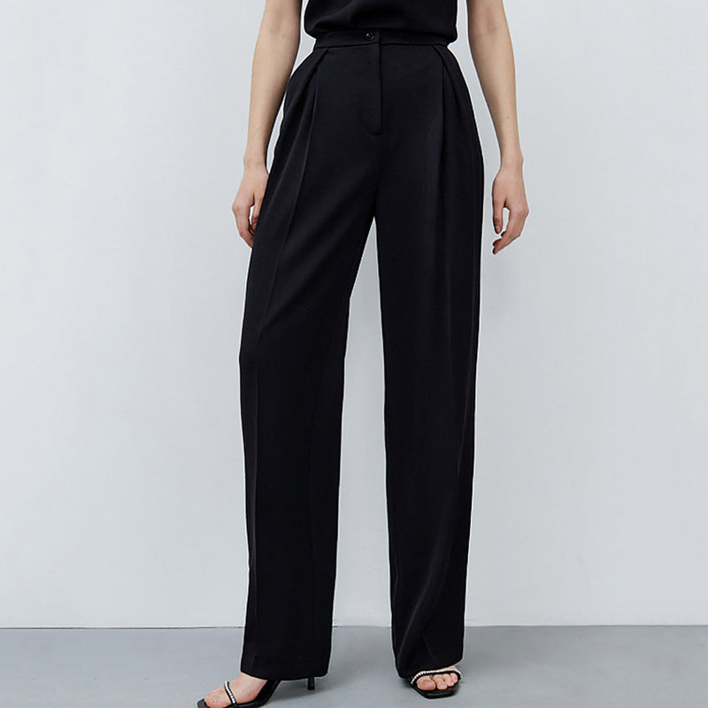 High Waist Drooping Straight Black Trousers Wholesale Pants