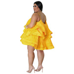 Sexy Sleeveless Ruffled Solid Color Curvy Cake Dresses Wholesale Plus Size Clothing