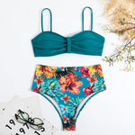 High Waist Floral Print Bikini Sets Split Swimsuit Wholesale Womens Swimwear
