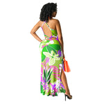Colorful Print Low Cut Hollow Bodycon Dress Wholesale Maxi Dresses