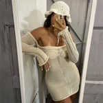 Sexy Off Shoulder Backless Knitted High Waist Bodycon Tube Top Dress Wholesale Dresses
